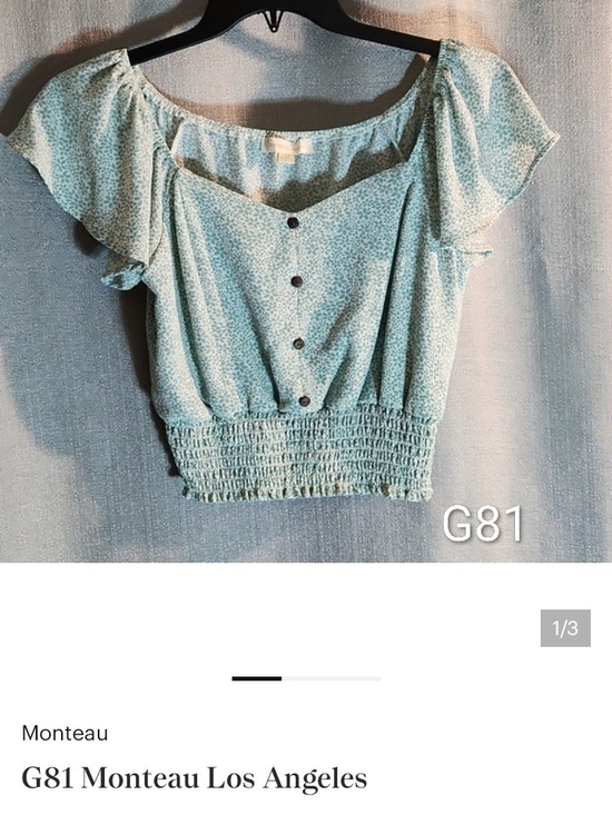 Monteau Tops - G81 Monteau Sage Green Floral Button-Front Crop Top